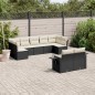 vidaXL Set de sofás de jardín 8 piezas y cojines ratán sintético negro vidaXL Set de sofás de jardín 8 piezas y cojines ratán sintético negro