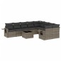 vidaXL Set de sofás de jardín 10 pzas con cojines ratán sintético gris vidaXL Set de sofás de jardín 10 pzas con cojines ratán sintético gris