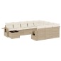 vidaXL Set de sofás de jardín 11pzas con cojines ratán sintético beige vidaXL Set de sofás de jardín 11pzas con cojines ratán sintético beige