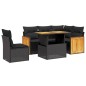 vidaXL Set de sofás de jardín 6 piezas y cojines ratán sintético negro vidaXL Set de sofás de jardín 6 piezas y cojines ratán sintético negro