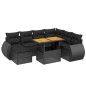 vidaXL Set de sofás de jardín 8 piezas y cojines ratán sintético negro