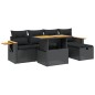 vidaXL Set de sofás de jardín 6 piezas y cojines ratán sintético negro vidaXL Set de sofás de jardín 6 piezas y cojines ratán sintético negro