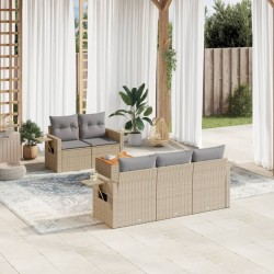 vidaXL Juego de sofás jardín con cojines 6 pzas ratán sintético beige