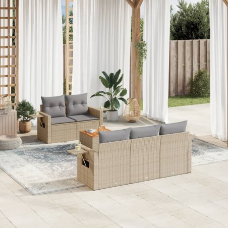 vidaXL Juego de sofás jardín con cojines 6 pzas ratán sintético beige
