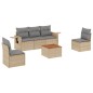 vidaXL Juego de sofás jardín con cojines 6 pzas ratán sintético beige vidaXL Juego de sofás jardín con cojines 6 pzas ratán sintético beige