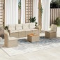 vidaXL Set sofás de jardín 7 piezas y cojines ratán sintético beige vidaXL Set sofás de jardín 7 piezas y cojines ratán sintético beige