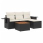 vidaXL Set de muebles de jardín 5 pzas y cojines ratán sintético negro vidaXL Set de muebles de jardín 5 pzas y cojines ratán sintético negro