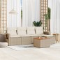 vidaXL Juego de sofás jardín con cojines 6 pzas ratán sintético beige vidaXL Juego de sofás jardín con cojines 6 pzas ratán sintético beige