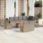 vidaXL Set de sofás de jardín 11pzas con cojines ratán sintético beige vidaXL Set de sofás de jardín 11pzas con cojines ratán sintético beige