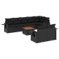 vidaXL Set de sofás de jardín 8 piezas y cojines ratán sintético negro vidaXL Set de sofás de jardín 8 piezas y cojines ratán sintético negro