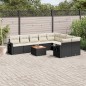 vidaXL Set de sofás de jardín 10 pzas cojines ratán sintético negro vidaXL Set de sofás de jardín 10 pzas cojines ratán sintético negro