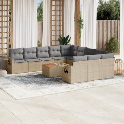 vidaXL Set de sofás de jardín 12 pzas y cojines ratán sintético marrón