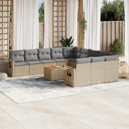 vidaXL Set de sofás de jardín 12 pzas y cojines ratán sintético marrón