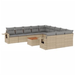 vidaXL Set de sofás de jardín 12 pzas y cojines ratán sintético marrón