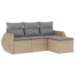 vidaXL Juego de sofás jardín con cojines 4 pzas ratán sintético beige