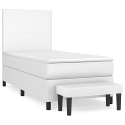 vidaXL Cama box spring con colchón cuero sintético blanco 90x190 cm