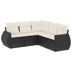 vidaXL Set de muebles de jardín 5 pzas y cojines ratán sintético negro
