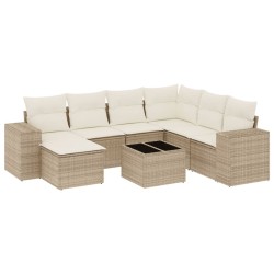 vidaXL Juego de sofás de jardín con cojines beige 8 pzas ratán PE