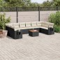 vidaXL Set de sofás de jardín 11 pzas y cojines ratán sintético negro vidaXL Set de sofás de jardín 11 pzas y cojines ratán sintético negro