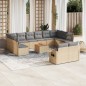 vidaXL Set sofás de jardín con cojines 13 pzas ratán sintético beige vidaXL Set sofás de jardín con cojines 13 pzas ratán sintético beige