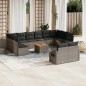 vidaXL Set sofás de jardín con cojines 13 piezas ratán sintético gris vidaXL Set sofás de jardín con cojines 13 piezas ratán sintético gris