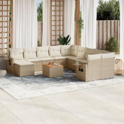 vidaXL Set de sofás de jardín 12 pzas y cojines ratán sintético marrón
