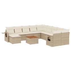 vidaXL Set de sofás de jardín 12 pzas y cojines ratán sintético marrón