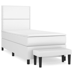 vidaXL Cama box spring con colchón cuero sintético blanco 90x190 cm