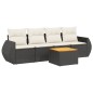 vidaXL Set de muebles de jardín 5 pzas y cojines ratán sintético negro vidaXL Set de muebles de jardín 5 pzas y cojines ratán sintético negro