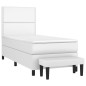 vidaXL Cama box spring con colchón cuero sintético blanco 90x190 cm