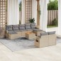 vidaXL Juego de sofás jardín con cojines beige 10 pzas ratán sintético