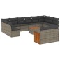 vidaXL Set de sofás de jardín y cojines 13 pzas ratán sintético gris vidaXL Set de sofás de jardín y cojines 13 pzas ratán sintético gris