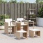 vidaXL Set comedor de jardín 5 pzas con cojines ratán sintético beige vidaXL Set comedor de jardín 5 pzas con cojines ratán sintético beige