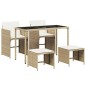 vidaXL Set comedor de jardín 5 pzas con cojines ratán sintético beige vidaXL Set comedor de jardín 5 pzas con cojines ratán sintético beige