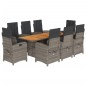 vidaXL Set comedor jardín 9 pzas y cojines ratán sintético gris vidaXL Set comedor jardín 9 pzas y cojines ratán sintético gris