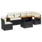 vidaXL Set de comedor de jardín 7 pzas y cojines ratán sintético negro vidaXL Set de comedor de jardín 7 pzas y cojines ratán sintético negro