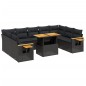 vidaXL Set de sofás de jardín 11 pzas y cojines ratán sintético negro vidaXL Set de sofás de jardín 11 pzas y cojines ratán sintético negro