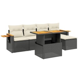 vidaXL Set de sofás de jardín 6 piezas y cojines ratán sintético negro