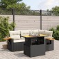 vidaXL Set de muebles de jardín 5 pzas y cojines ratán sintético negro vidaXL Set de muebles de jardín 5 pzas y cojines ratán sintético negro