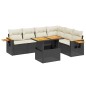 vidaXL Set de comedor de jardín 7 pzas y cojines ratán sintético negro vidaXL Set de comedor de jardín 7 pzas y cojines ratán sintético negro