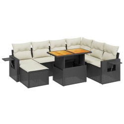vidaXL Set de sofás de jardín 8 piezas y cojines ratán sintético negro