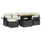 vidaXL Set de comedor de jardín 7 pzas y cojines ratán sintético negro vidaXL Set de comedor de jardín 7 pzas y cojines ratán sintético negro