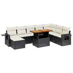 vidaXL Set de sofás de jardín 8 piezas y cojines ratán sintético negro