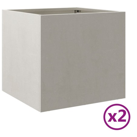 vidaXL Jardineras 2 unidades acero inoxidable plateado 32x30x29 cm