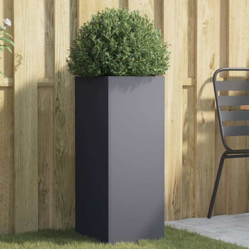 vidaXL Jardinera de acero laminado en frío antracita 32x27,5x75 cm vidaXL Jardinera de acero laminado en frío antracita 32x27,5x75 cm