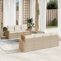 vidaXL Juego de sofás de jardín con cojines beige 8 pzas ratán PE vidaXL Juego de sofás de jardín con cojines beige 8 pzas ratán PE