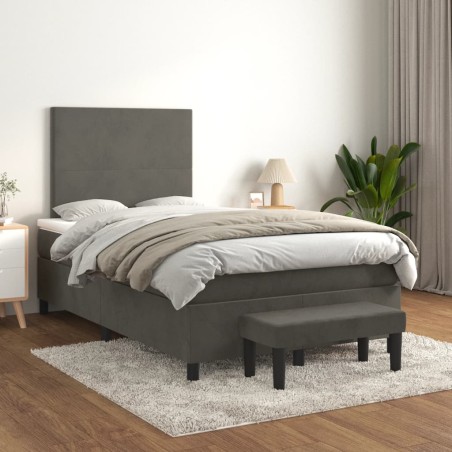 vidaXL Cama box spring con colchón terciopelo gris oscuro 120x200 cm