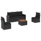 vidaXL Set de sofás de jardín 6 piezas y cojines ratán sintético negro vidaXL Set de sofás de jardín 6 piezas y cojines ratán sintético negro