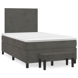 vidaXL Cama box spring con colchón terciopelo gris oscuro 120x200 cm
