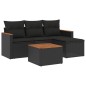 vidaXL Set de muebles de jardín 5 pzas y cojines ratán sintético negro vidaXL Set de muebles de jardín 5 pzas y cojines ratán sintético negro